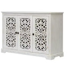 Buffet de salle à manger avec 3 portes sculptées creuses, Console de rangement en bois pour entrée, salon, salle à manger, cuisine