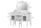 Ensemble coiffeuse GDFStudio Teuvo, grande table de maquillage avec miroir pivotant, tabouret, meuble de rangement et 5 tiroirs