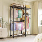 Portant à vêtements robuste 705 LBS, organiseur de placard portable avec étagères réglables et tringle, noir