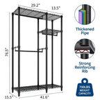 Portant à vêtements robuste 705 LBS, organiseur de placard portable avec étagères réglables et tringle, noir