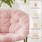 Okak Chaise Confortable Moderne en Fausse Fourrure avec Cadre Métallique, Fauteuil Œuf Pliable, Fauteuil pour Salon, Chambre, Bureau