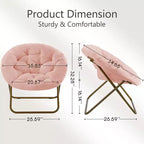 Okak Chaise Confortable Moderne en Fausse Fourrure avec Cadre Métallique, Fauteuil Œuf Pliable, Fauteuil pour Salon, Chambre, Bureau