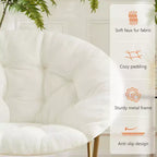 Okak Chaise Confortable Moderne en Fausse Fourrure avec Cadre Métallique, Fauteuil Œuf Pliable, Fauteuil pour Salon, Chambre, Bureau