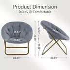 Okak Chaise Confortable Moderne en Fausse Fourrure avec Cadre Métallique, Fauteuil Œuf Pliable, Fauteuil pour Salon, Chambre, Bureau