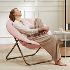 Okak Chaise Confortable Moderne en Fausse Fourrure avec Cadre Métallique, Fauteuil Œuf Pliable, Fauteuil pour Salon, Chambre, Bureau
