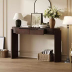 TUYOHW 55 Table console ovale avec 2 tiroirs, Table d'entrée avec pieds cannelés, Table de canapé d'appoint pour couloir, salon, foyer, cuisine