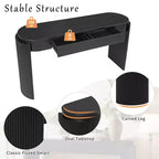 TUYOHW 55 Table console ovale avec 2 tiroirs, Table d'entrée avec pieds cannelés, Table de canapé d'appoint pour couloir, salon, foyer, cuisine