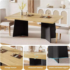 Acekool 63 Table de salle à manger moderne de style campagnard pour 6-8 personnes avec pieds en métal noir, pour la cuisine, la salle à manger et le bureau