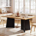 Acekool 63 Table de salle à manger moderne de style campagnard pour 6-8 personnes avec pieds en métal noir, pour la cuisine, la salle à manger et le bureau