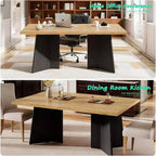 Acekool 63 Table de salle à manger moderne de style campagnard pour 6-8 personnes avec pieds en métal noir, pour la cuisine, la salle à manger et le bureau