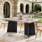 Acekool 63 Table de salle à manger moderne de style campagnard pour 6-8 personnes avec pieds en métal noir, pour la cuisine, la salle à manger et le bureau