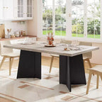 Acekool 63 Table de salle à manger moderne de style campagnard pour 6-8 personnes avec pieds en métal noir, pour la cuisine, la salle à manger et le bureau