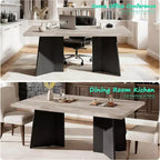 Acekool 63 Table de salle à manger moderne de style campagnard pour 6-8 personnes avec pieds en métal noir, pour la cuisine, la salle à manger et le bureau