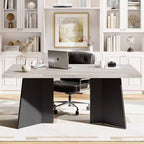 Acekool 63 Modern Farmhouse Dining Table for 6-8 with Black Metal Legs, for Kitchen, Dining Room & Office Use