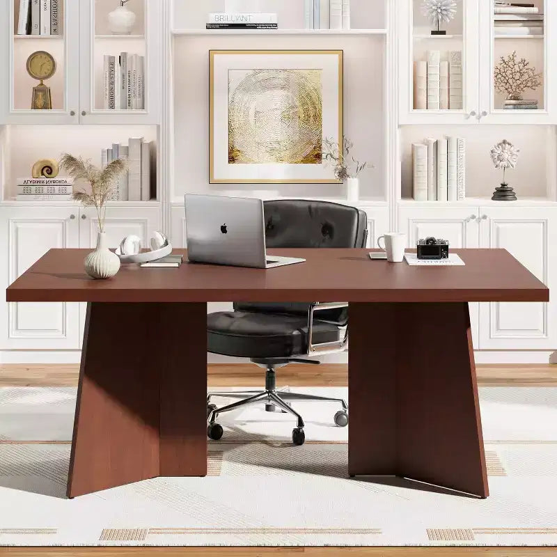 Acekool 63 Table de salle à manger moderne de style campagnard pour 6-8 personnes avec pieds en métal noir, pour la cuisine, la salle à manger et le bureau