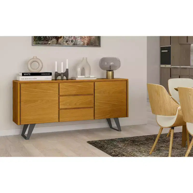 Bahut rectangulaire moderne industriel Mitchell 152,4 cm x 43,18 cm en placage de chêne