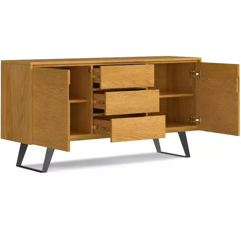 Bahut rectangulaire moderne industriel Mitchell 152,4 cm x 43,18 cm en placage de chêne