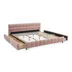 Lit rembourré king size MAYEERTY avec tête de lit et cadre de lit solide avec tiroir pour chambre à coucher rose