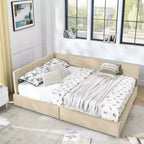 MAYEERTY Lit rembourré capitonné Queen Size avec rangement, dossier et accoudoirs pour chambre, Beige