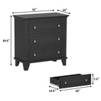 COZONY Commode à 3 tiroirs autoportante, meuble de rangement rustique en bois pour chambre, salon et entrée