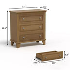 COZONY Commode à 3 tiroirs autoportante, meuble de rangement rustique en bois pour chambre, salon et entrée