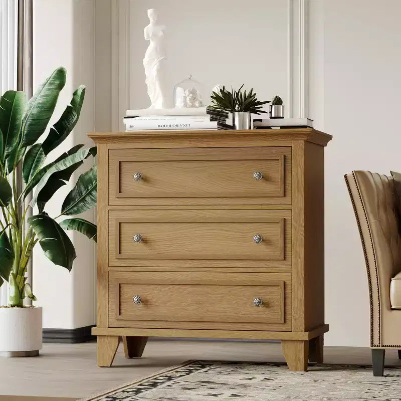 COZONY Commode à 3 tiroirs autoportante, meuble de rangement rustique en bois pour chambre, salon et entrée