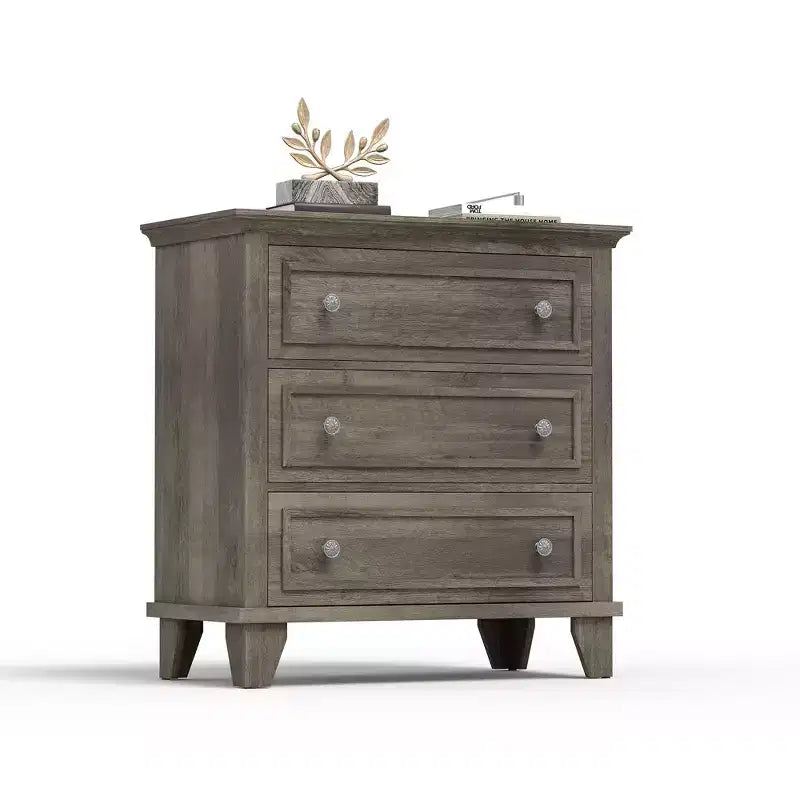 COZONY Commode à 3 tiroirs autoportante, meuble de rangement rustique en bois pour chambre, salon et entrée