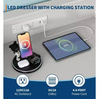 Commode intelligente COZONY à 4 tiroirs avec LED RGB et chargement sans fil, meuble de rangement contrôlé par application pour chambre et salon