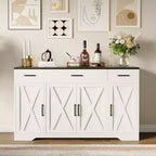 COZONY 55 Buffet Sideboard Cabinet - 4 Doors, 3 Drawers, Adjustable Shelf, Kitchen Storage Cabinet for Dining Room, Living Room, Coffee Bar