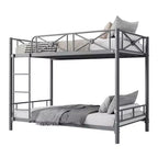 Lit superposé en métal jumeaux sur jumeaux, lits superposés industriels robustes avec barrières de sécurité et design peu encombrant, lit en acier pour l'école, la chambre à coucher