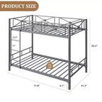 Lit superposé en métal jumeaux sur jumeaux, lits superposés industriels robustes avec barrières de sécurité et design peu encombrant, lit en acier pour l'école, la chambre à coucher