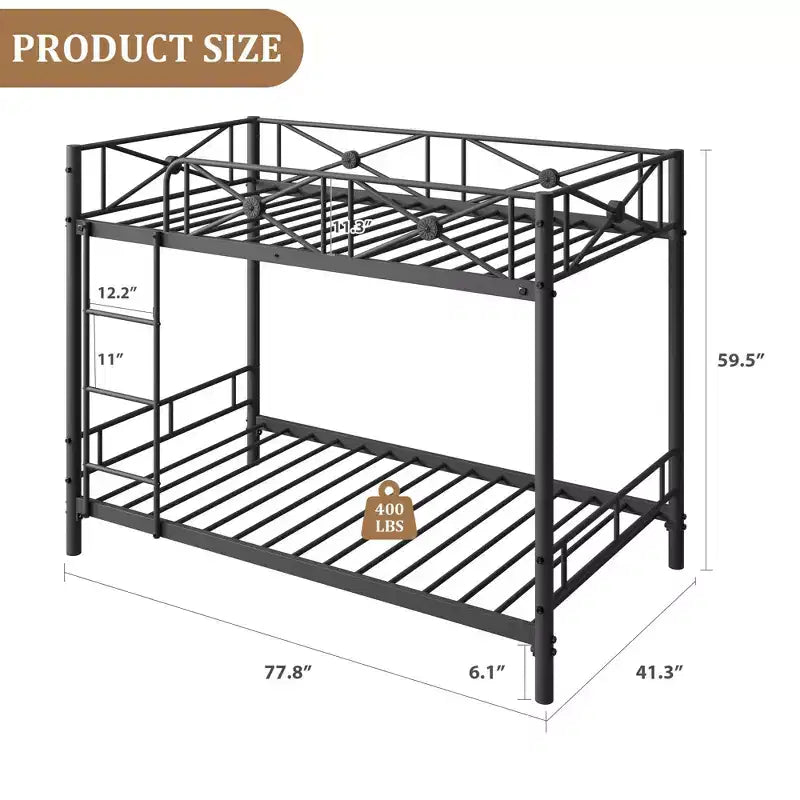 Lit superposé en métal jumeaux sur jumeaux, lits superposés industriels robustes avec barrières de sécurité et design peu encombrant, lit en acier pour l'école, la chambre à coucher