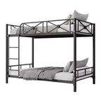 Lit superposé en métal jumeaux sur jumeaux, lits superposés industriels robustes avec barrières de sécurité et design peu encombrant, lit en acier pour l'école, la chambre à coucher
