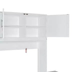 Lit mural escamotable moderne Queen Size Luxystar avec mécanisme hydraulique, bureau et 2 armoires de rangement
