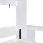 Lit mural escamotable moderne Queen Size Luxystar avec mécanisme hydraulique, bureau et 2 armoires de rangement
