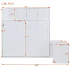 Lit mural escamotable moderne Queen Size Luxystar avec mécanisme hydraulique, bureau et 2 armoires de rangement