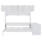 Lit mural escamotable moderne Queen Size Luxystar avec mécanisme hydraulique, bureau et 2 armoires de rangement