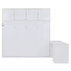 Lit mural escamotable moderne Queen Size Luxystar avec mécanisme hydraulique, bureau et 2 armoires de rangement