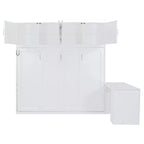 Lit mural escamotable moderne Queen Size Luxystar avec mécanisme hydraulique, bureau et 2 armoires de rangement