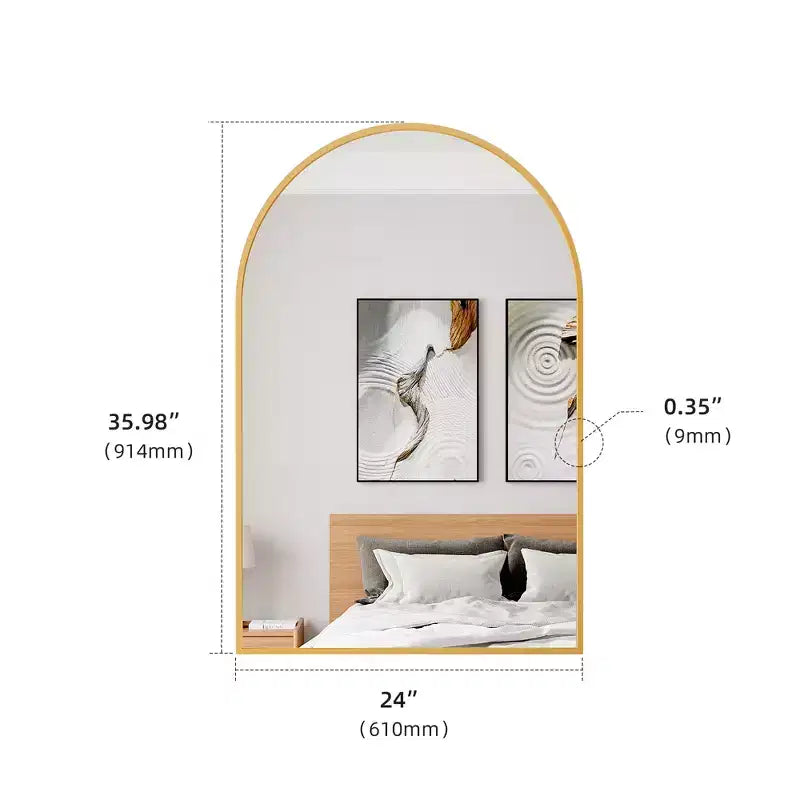 Miroir mural arqué contemporain 36 x 24, miroir de salle de bain en forme d'arche avec cadre en alliage d'aluminium - Panipeachy