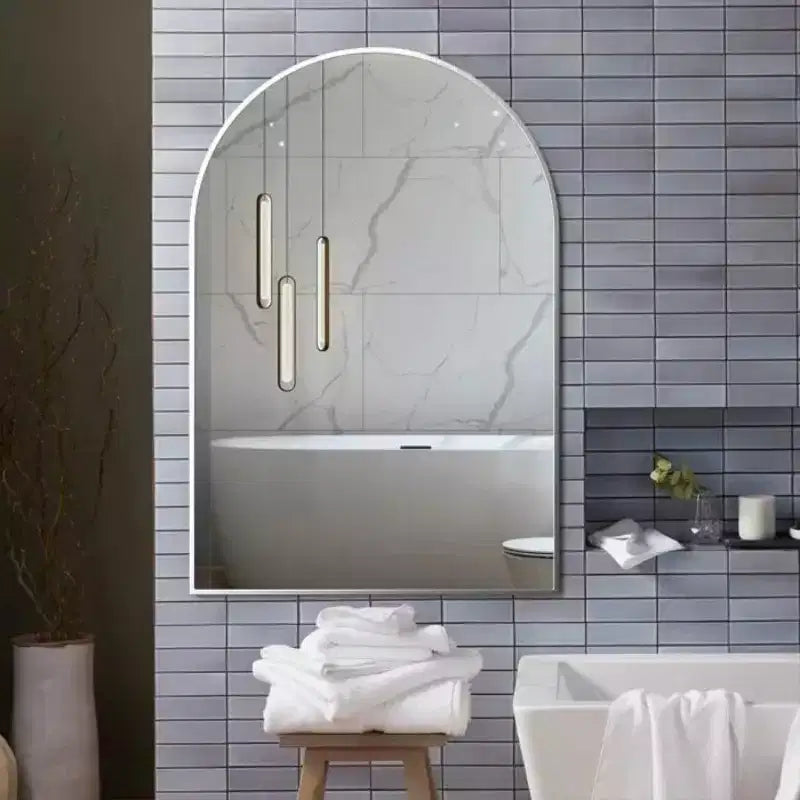 Miroir mural arqué contemporain 36 x 24, miroir de salle de bain en forme d'arche avec cadre en alliage d'aluminium - Panipeachy