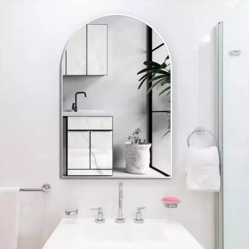 Miroir mural arqué contemporain 36 x 24, miroir de salle de bain en forme d'arche avec cadre en alliage d'aluminium - Panipeachy