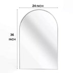 Miroir mural arqué contemporain 36 x 24, miroir de salle de bain en forme d'arche avec cadre en alliage d'aluminium - Panipeachy