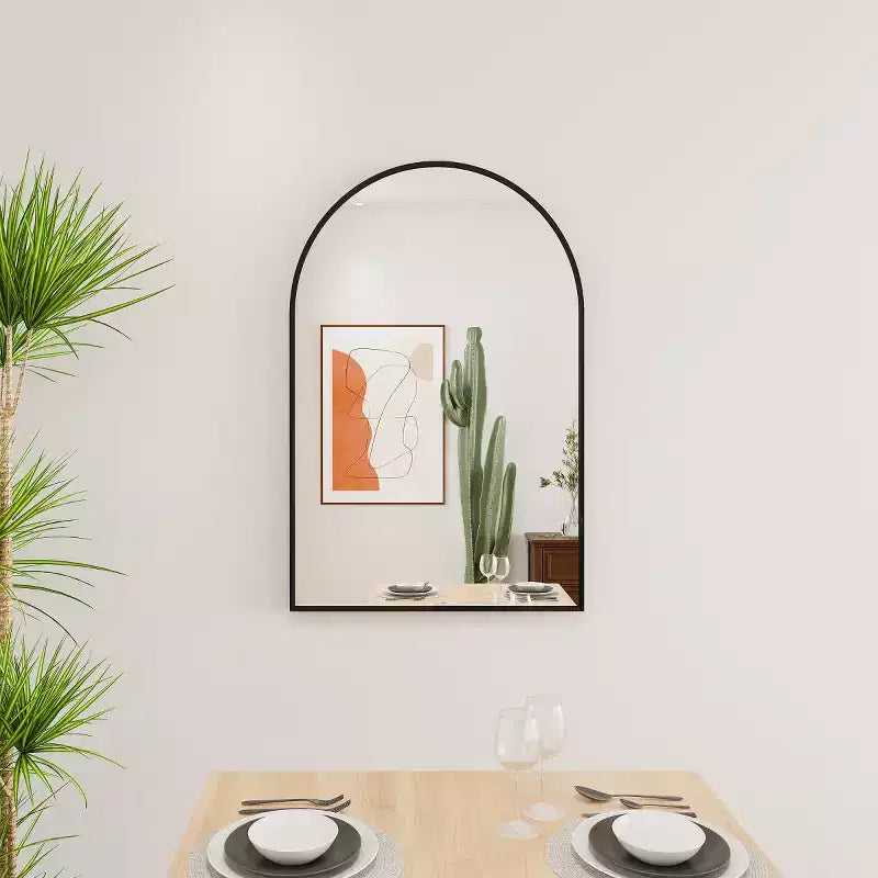 Miroir mural arqué contemporain 36 x 24, miroir de salle de bain en forme d'arche avec cadre en alliage d'aluminium - Panipeachy