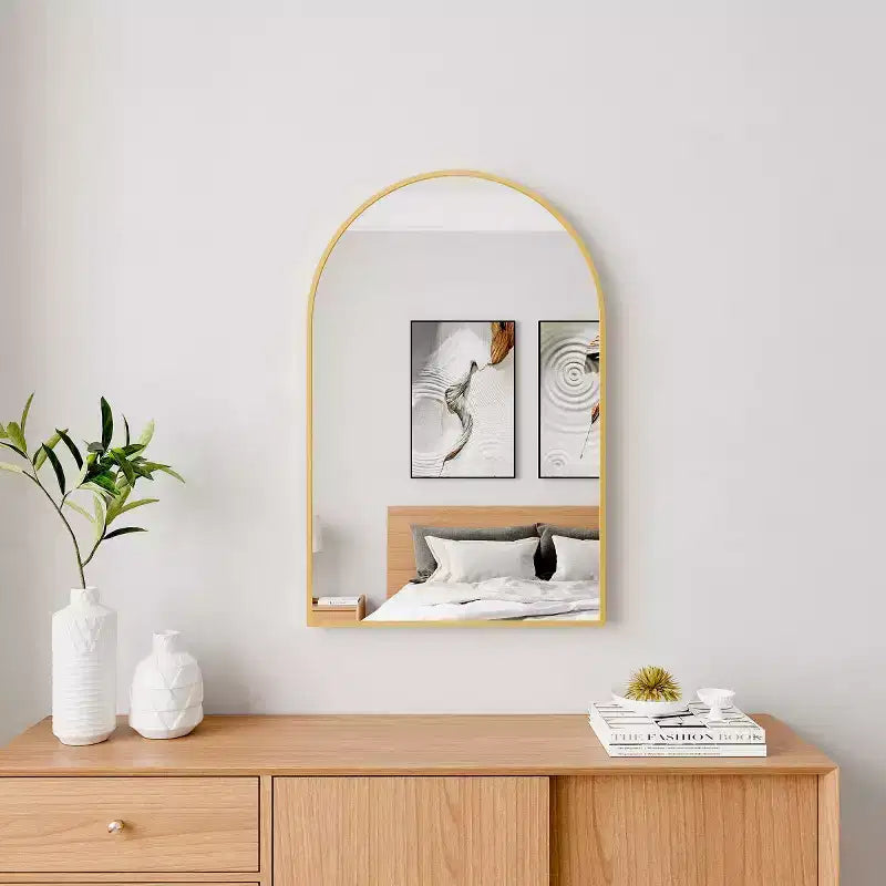 Miroir mural arqué contemporain 36 x 24, miroir de salle de bain en forme d'arche avec cadre en alliage d'aluminium - Panipeachy