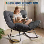 Fauteuil à bascule Papasan d'extérieur, fauteuil à bascule surdimensionné avec cadre métallique robuste, fauteuil à bascule en rotin en forme d'œuf pour balcon, jardin, porche, chambre à coucher