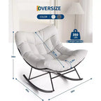 Fauteuil à bascule Papasan d'extérieur, fauteuil à bascule surdimensionné avec cadre métallique robuste, fauteuil à bascule en rotin en forme d'œuf pour balcon, jardin, porche, chambre à coucher