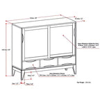 Meuble de rangement moyen Pearson en bois massif, 122 cm de large, style Mid-Century Modern