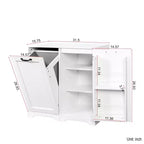 JVNOXK Meuble à linge de 80 cm avec portes et étagères, panier à linge inclinable et coulissant, étagères réglables, blanc