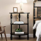 Table d'appoint ronde, table d'appoint à 3 niveaux pour salon avec étagère de rangement et table de chevet en bois industriel/table de nuit pour chambre